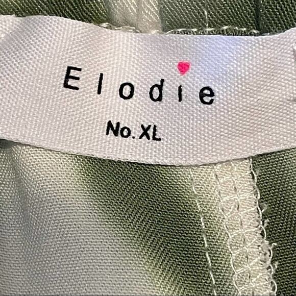 Elodie Tie Dye Rayon Green White High Rise Shorts Size XL - Picture 4 of 8